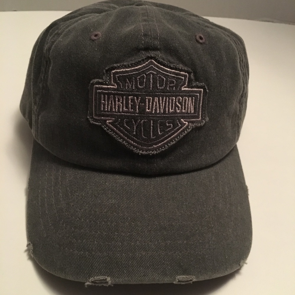 Harley Davidson Motorcycle Grey Distressed Hat